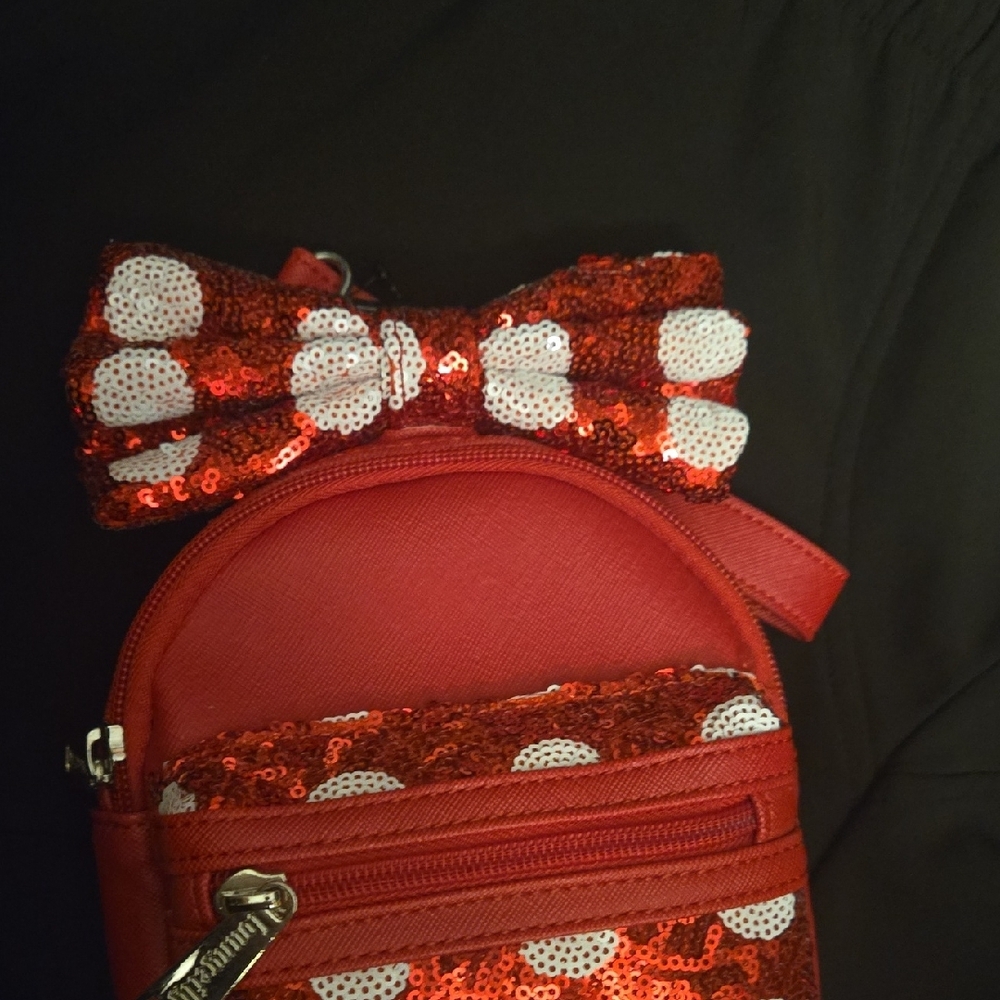 Loungefly Red and White Sequin Kids Accessory Small Bag - Picture 3 of 7